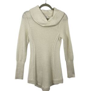 Angel of the North Cowl neck Sweater Women size Small Ivory Long Sleeves